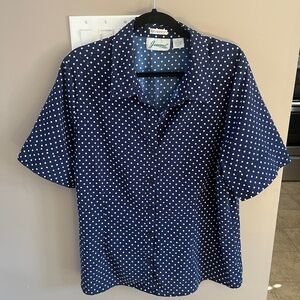 Women's Polka Dot Blouse - Blue and White